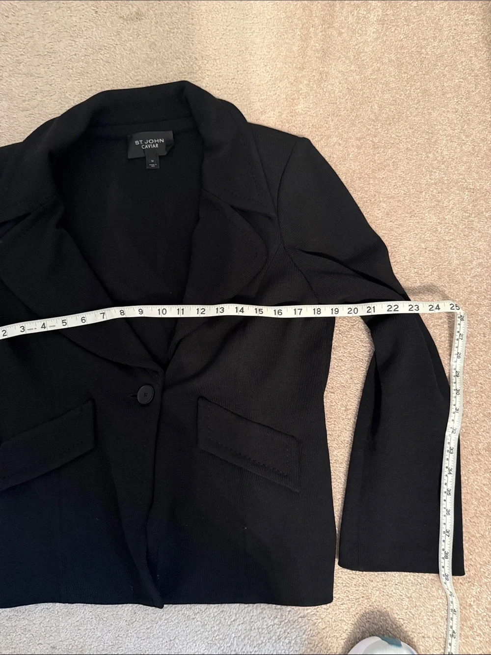 St John Caviar Black Blazer Size 12 - Picture 3 of 5